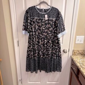 Ann Taylor Black Floral Dress